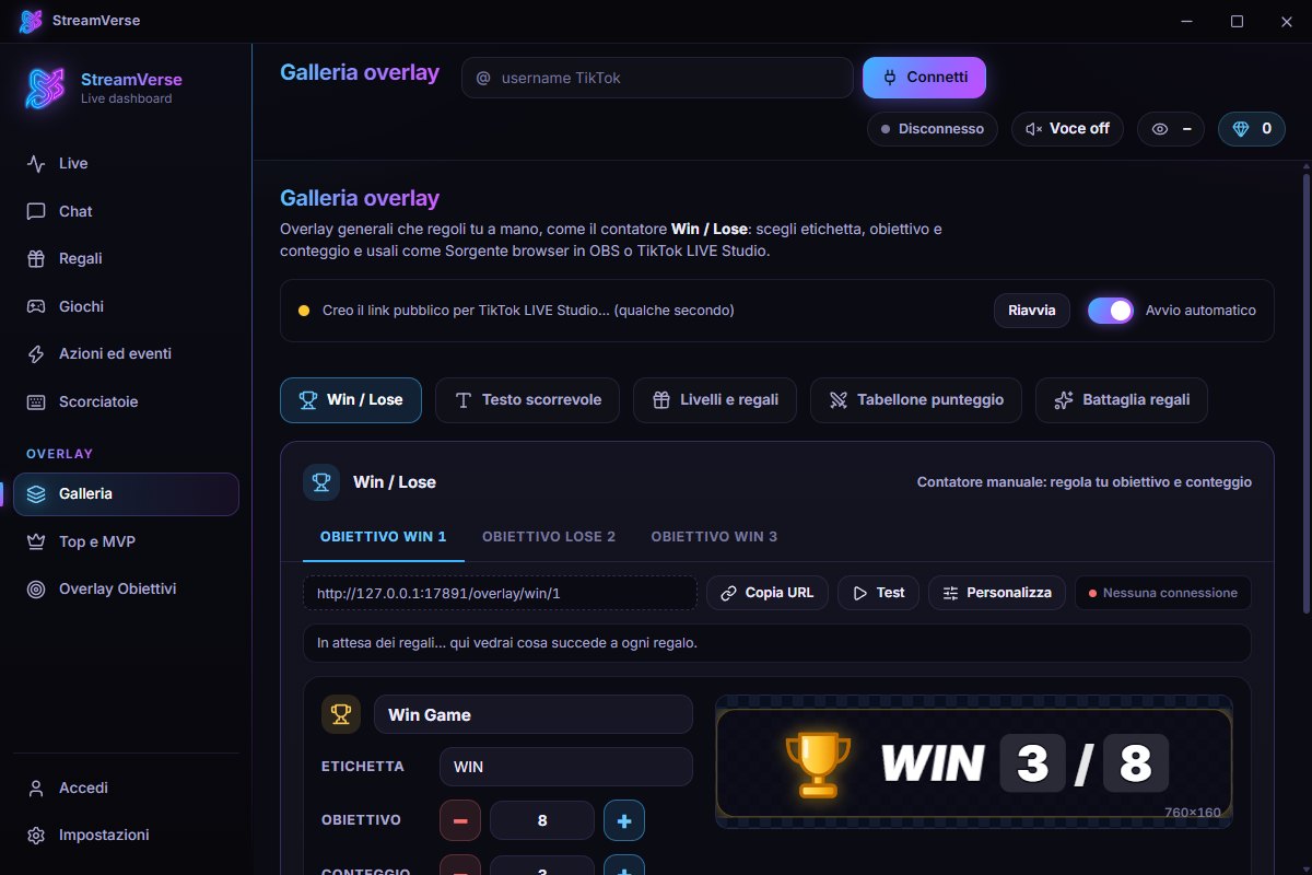 StreamVerse: la Galleria overlay con il contatore Win / Lose